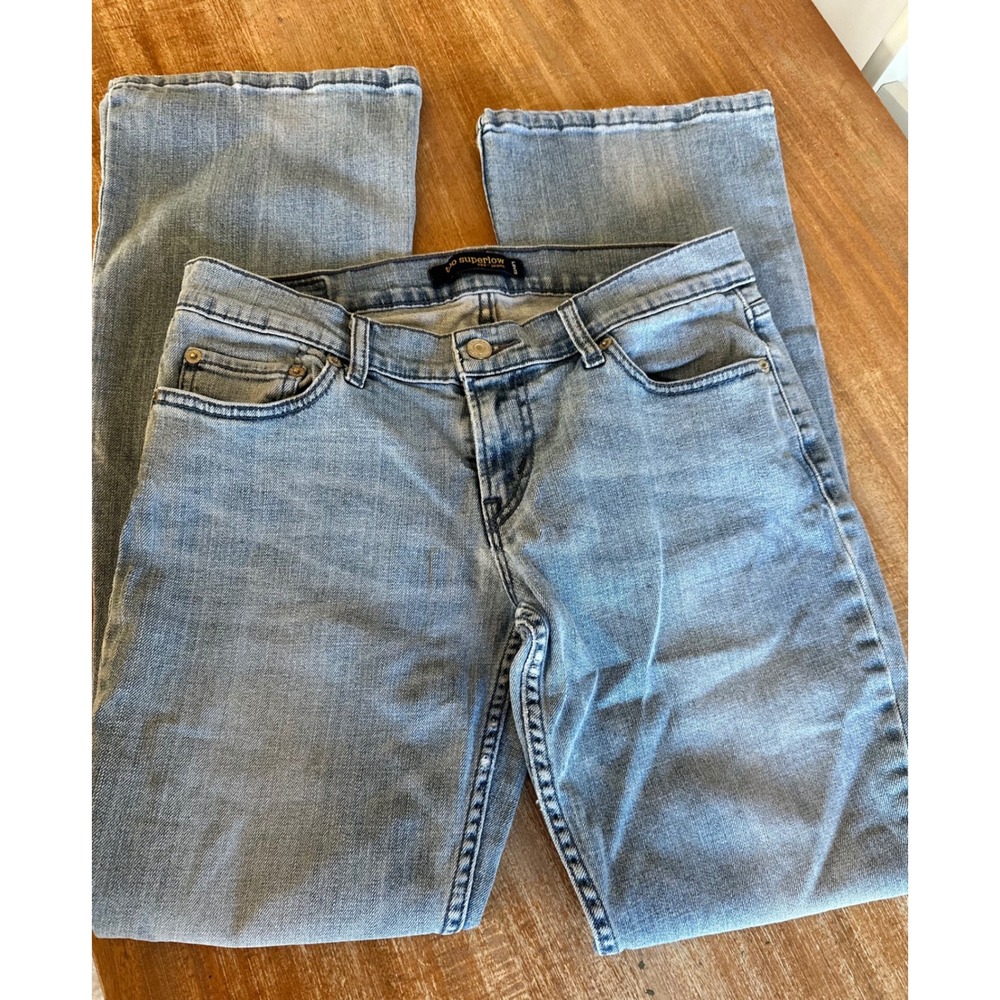 Levis 524 Too Superlow Jeans Light Wash Bootcut Flap Pocket Denim Womens 9M